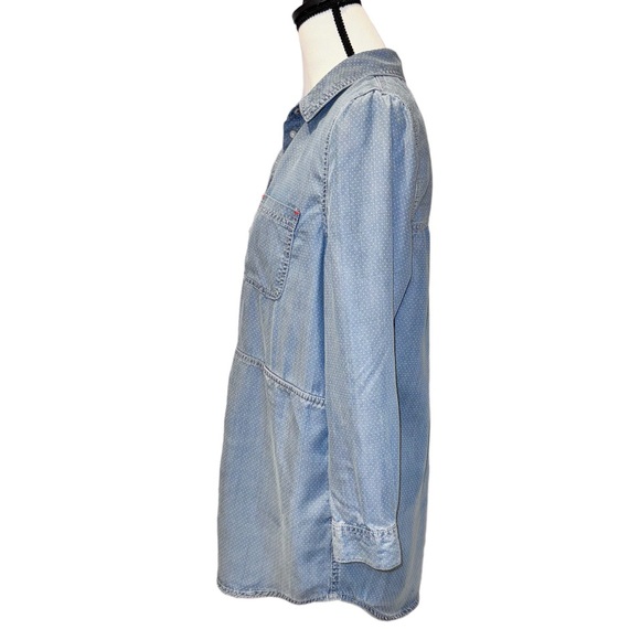 💥 BARBOUR sailboat poplin luxury chambray shirt women’s size medium 8 - Picture 5 of 17